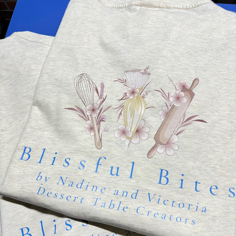 Prints on v-necks for Blissful Bites
