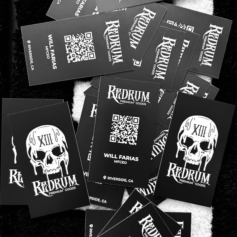 Design, Layout and Printed Business cards for Redrum Premium Goods